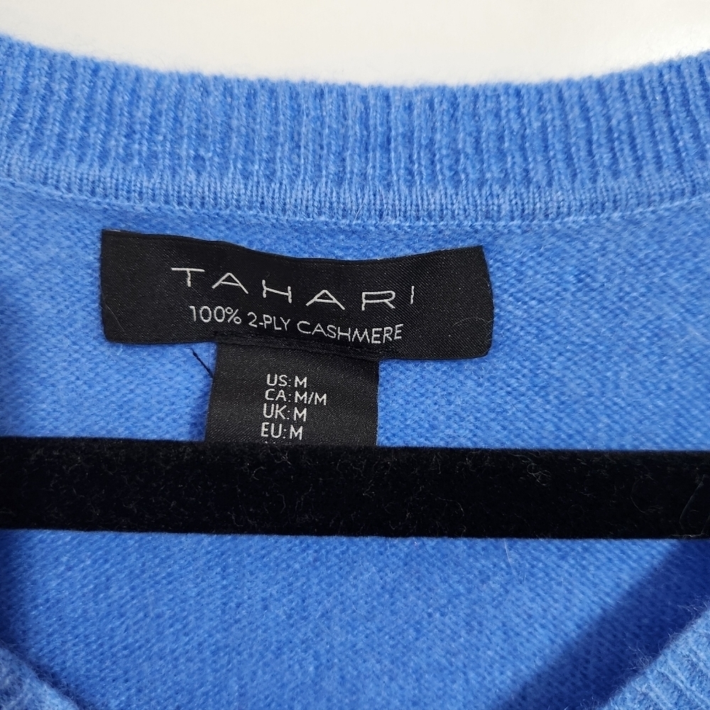 Cashmere Blue V-Neck Sweater, Size Med - Picture 2 of 6